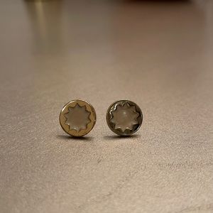 House of Harlow sunburst earrings white pearlescent